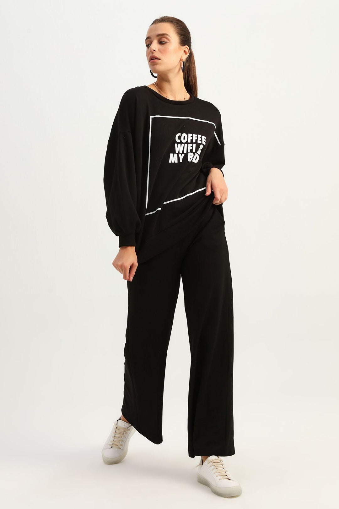 Letter Printed Sweatshirt Black