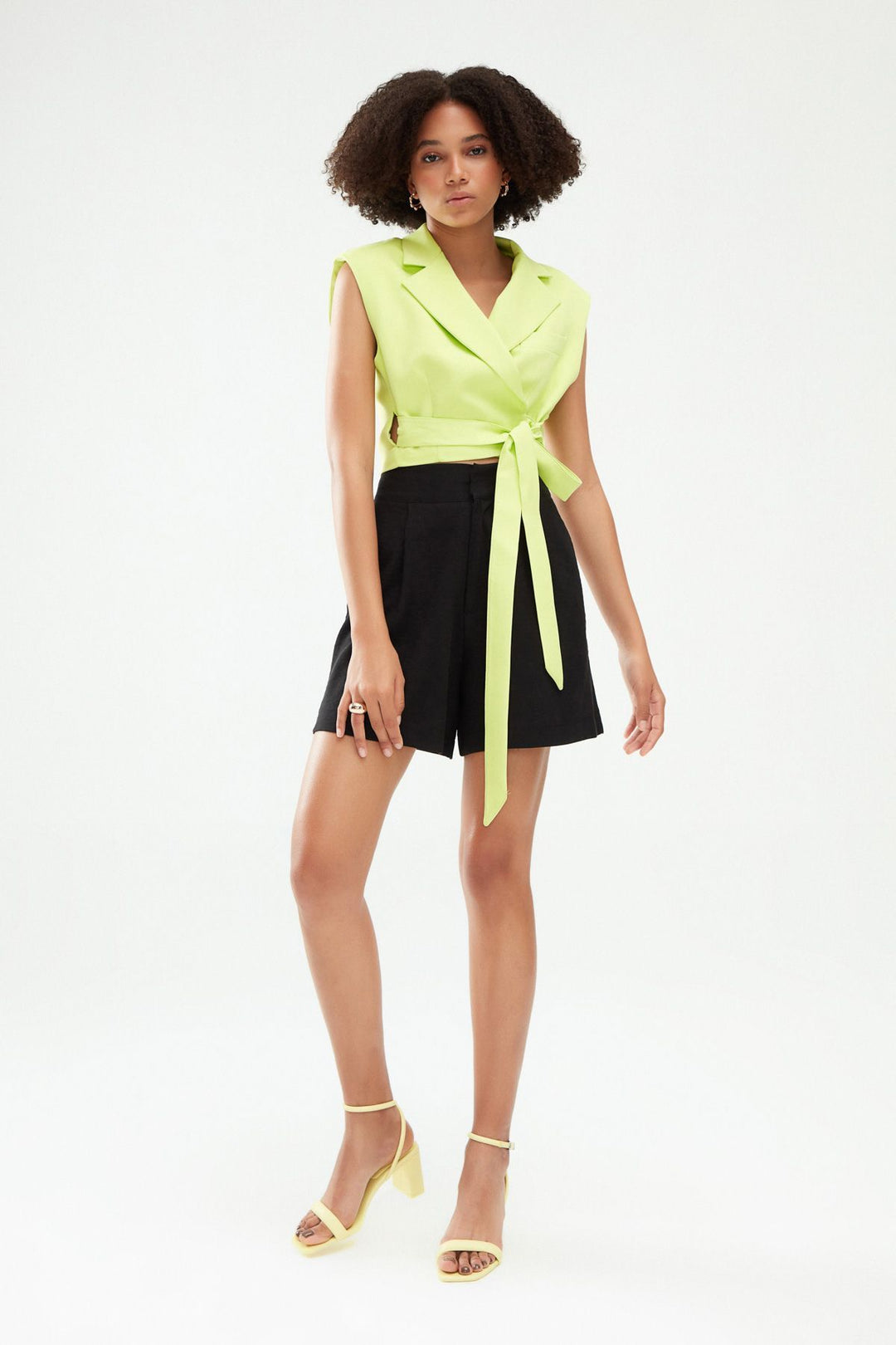 Tie Detailed Crop Vest Light Green
