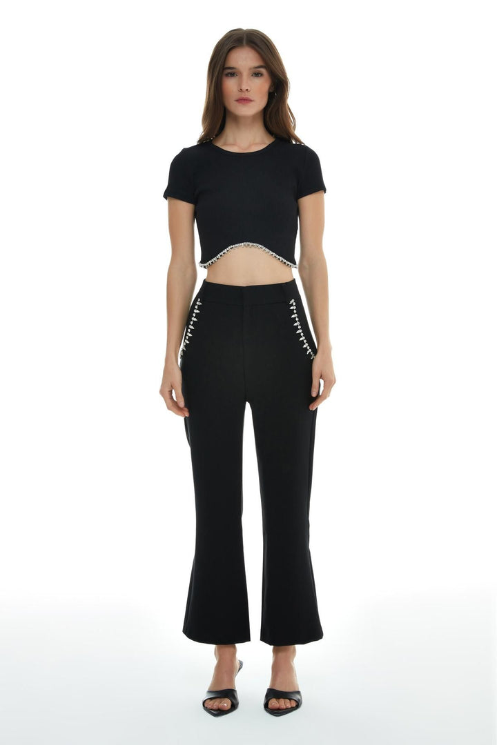 High Waist Trousers Black With Pockets Accessory