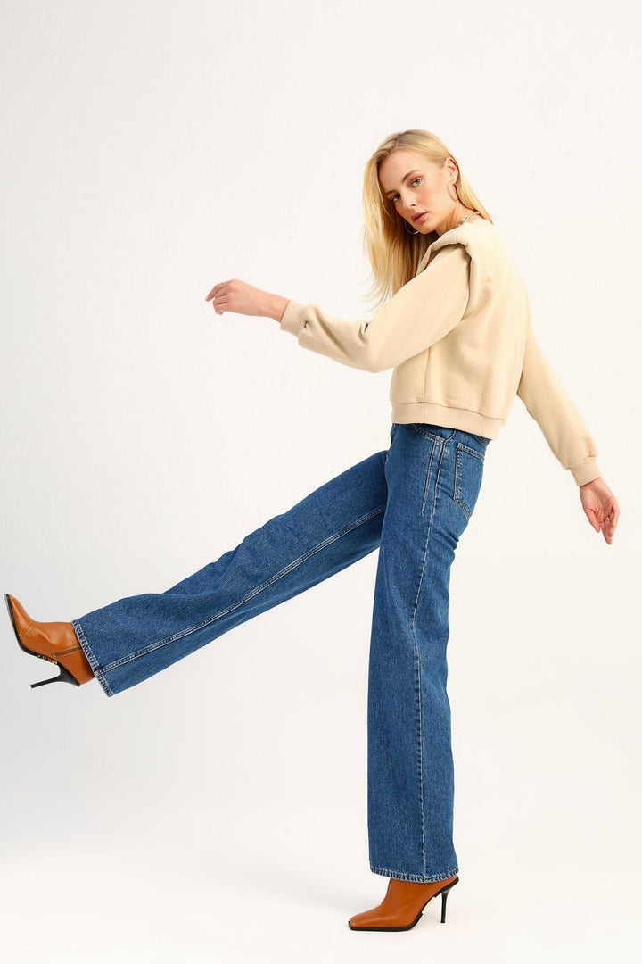 High Waist Wide Leg Jeans Blue
