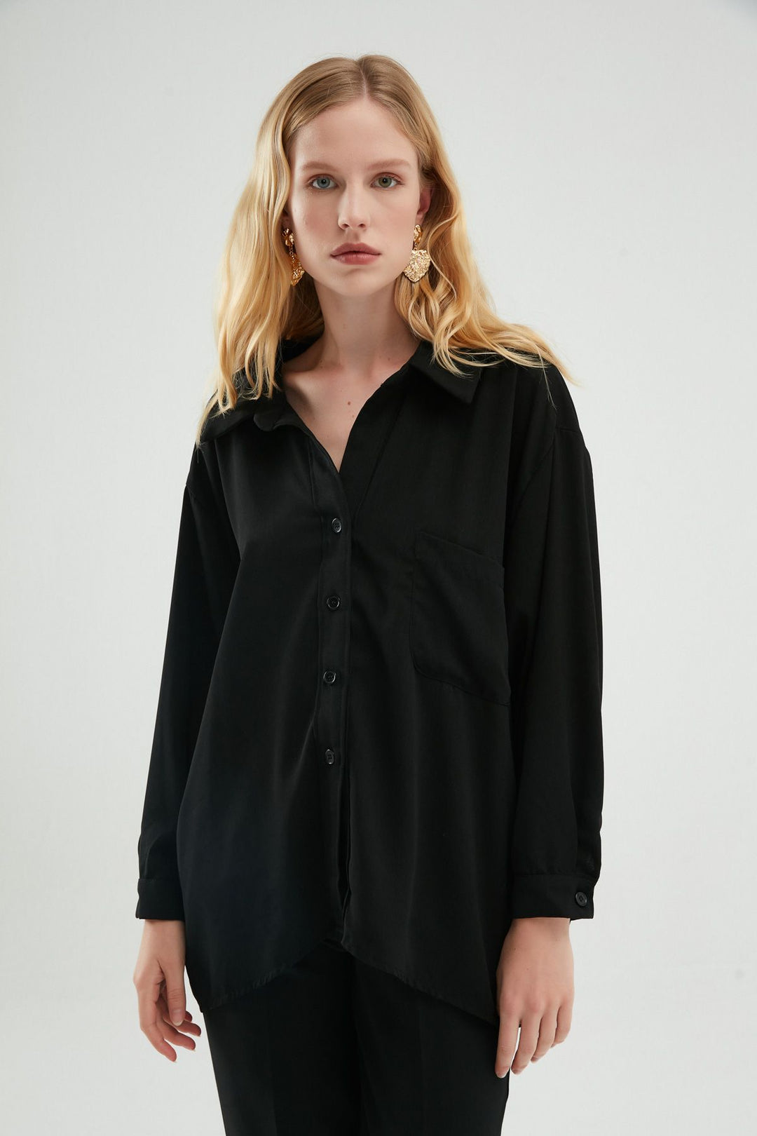 Oversize Gömlek Siyah