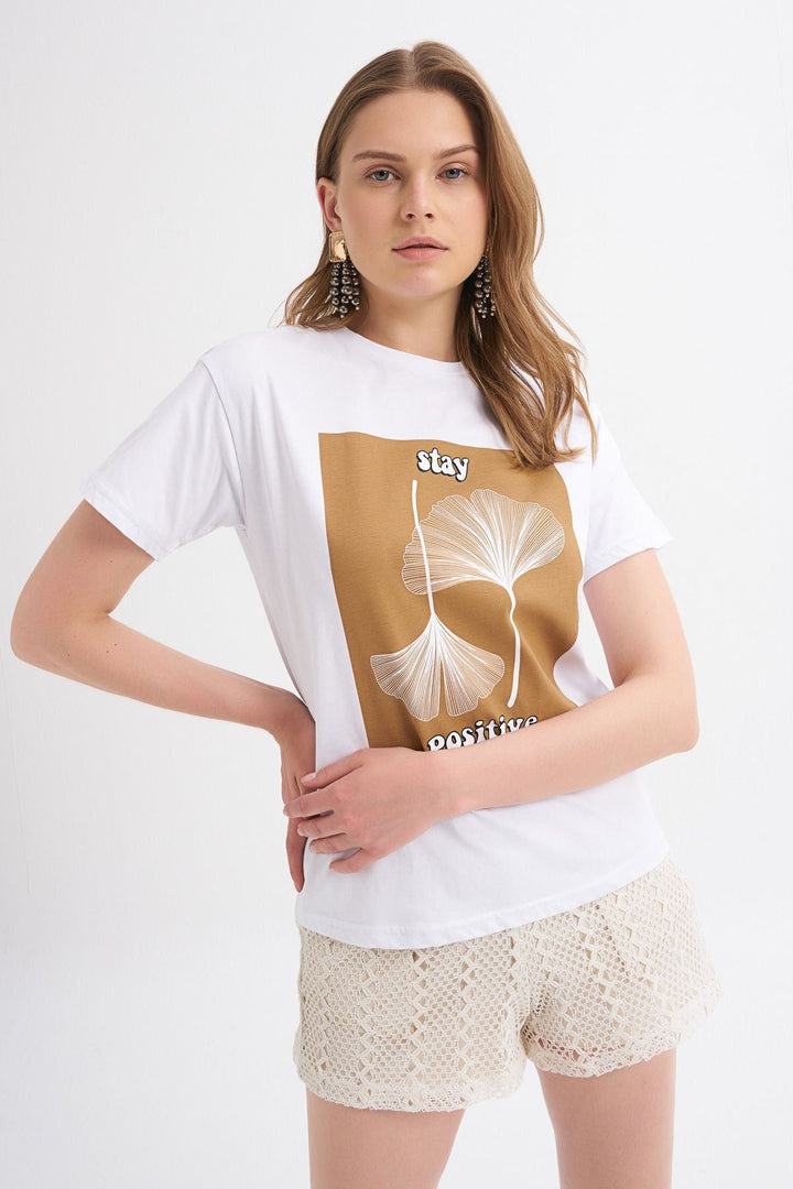 Baskılı Tişört Camel