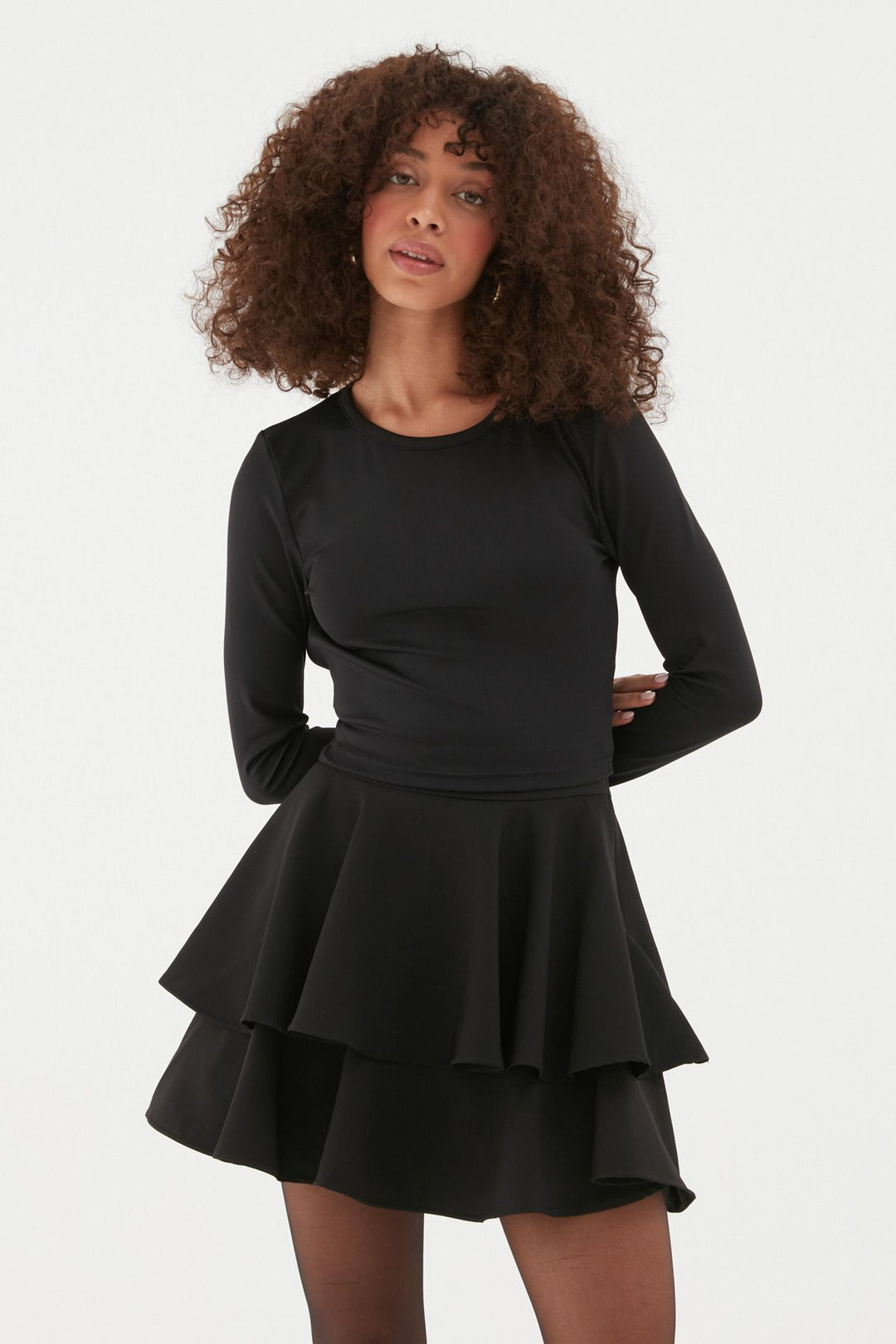 Flywheel Detailed Short Skirt Black
