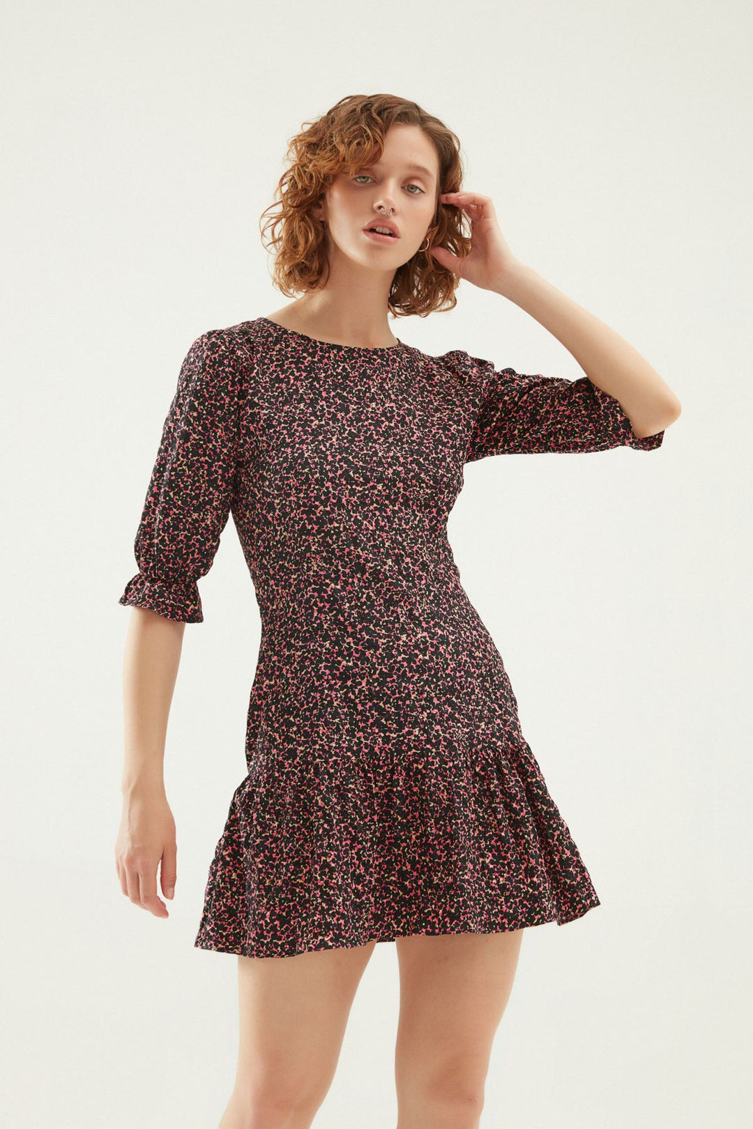 Floral Mini Dress Black