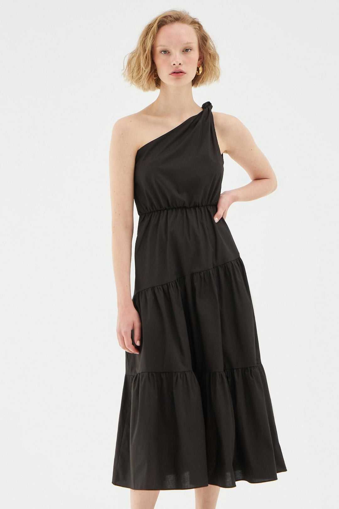One Shoulder Long Dress Black