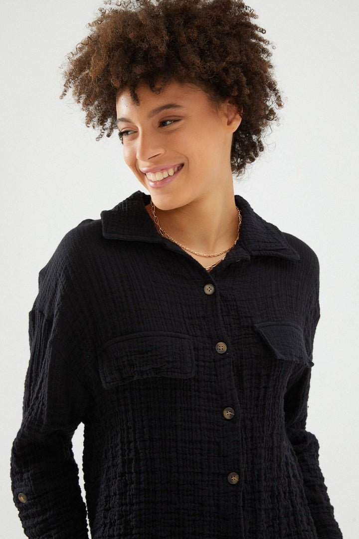 Uzun Kollu Gömlek Siyah