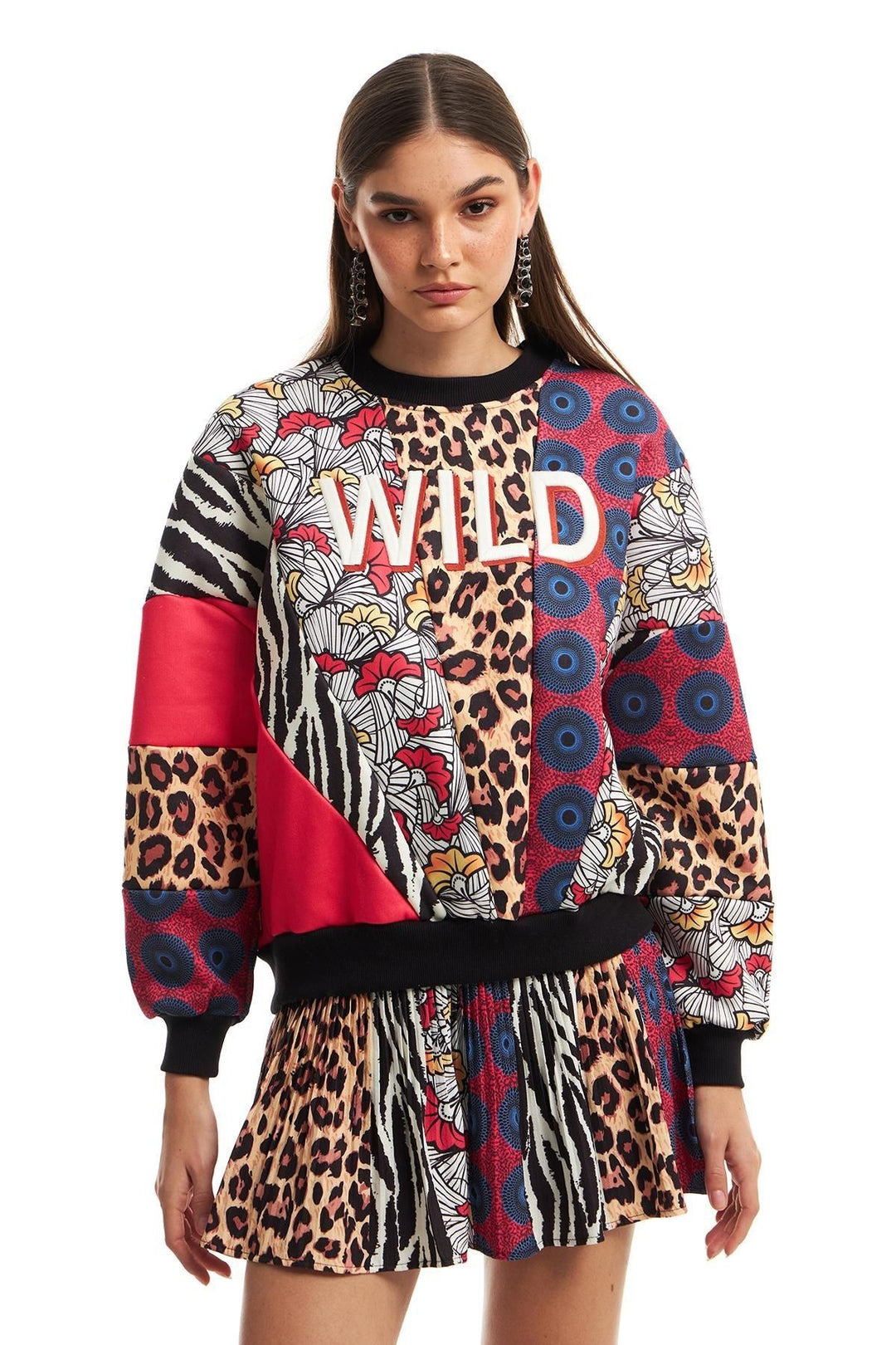 Mixed Pattern Sweatshirt Black