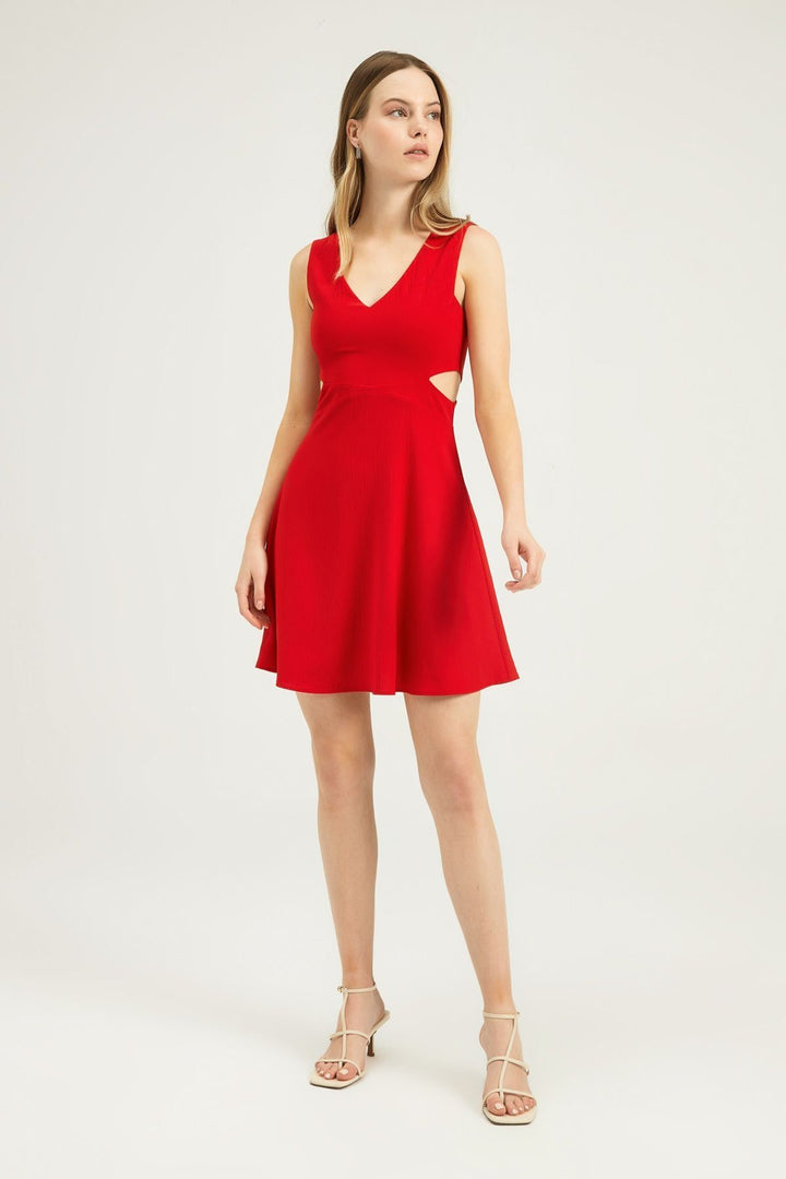 Cut Out Mini Dress Red
