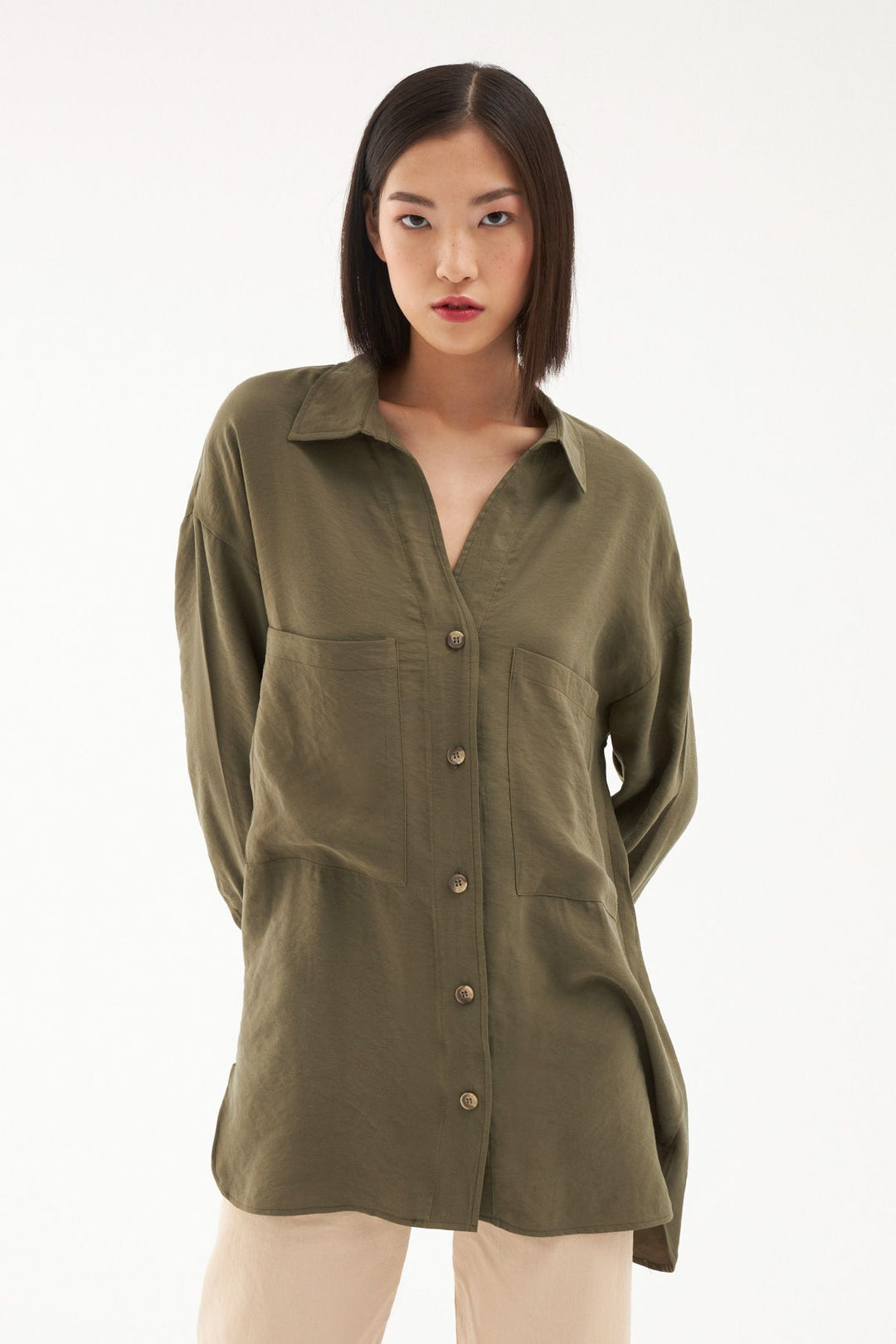 Cep Detaylı Gömlek Haki