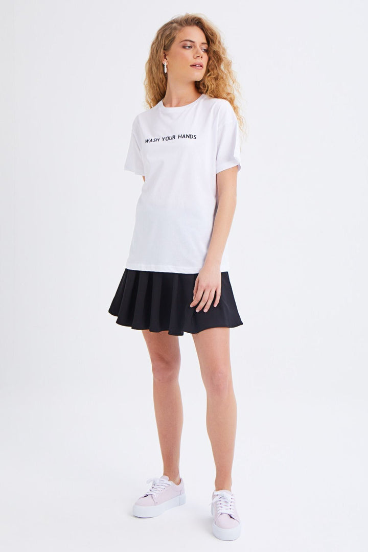 Embroidered Slogan T-Shirt White