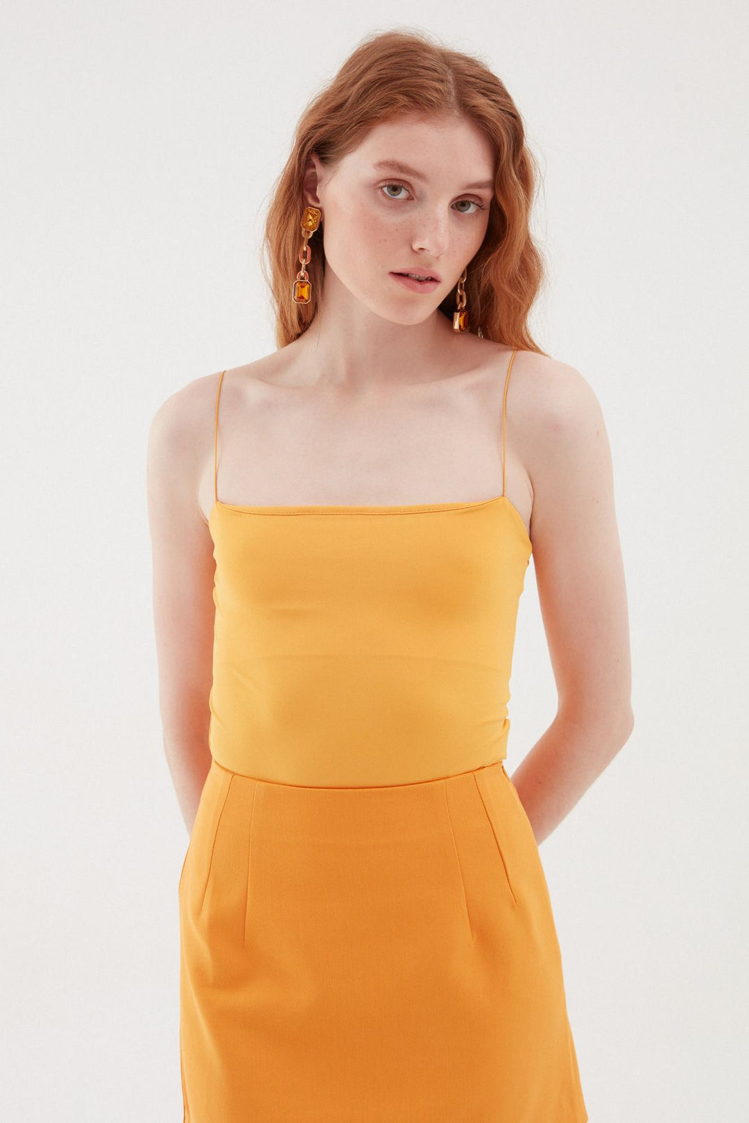 Askılı Bodysuit Açık Oranj