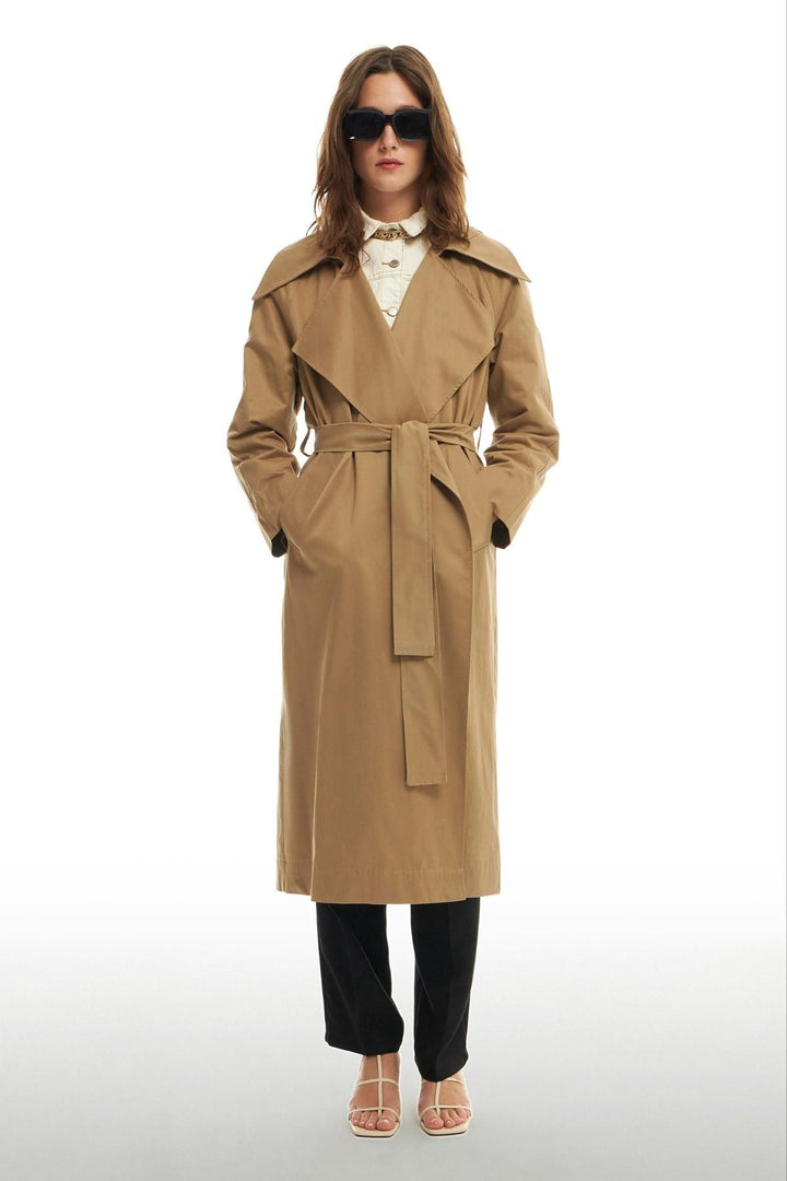 Oversize Long Trench Coat Beige