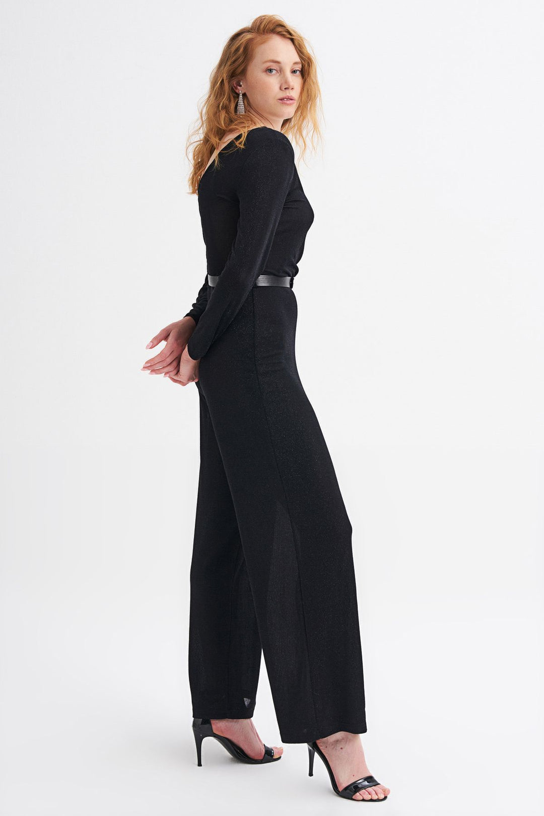 Wrapped Belt Jumpsuit Black