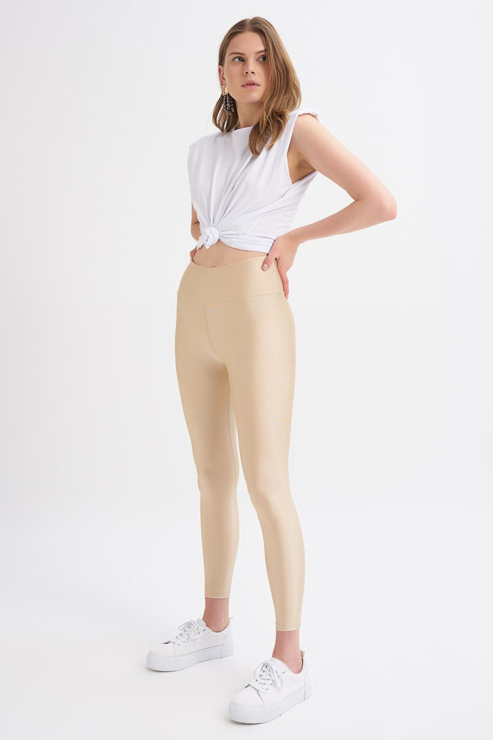 Yüksek Bel Tayt Bej