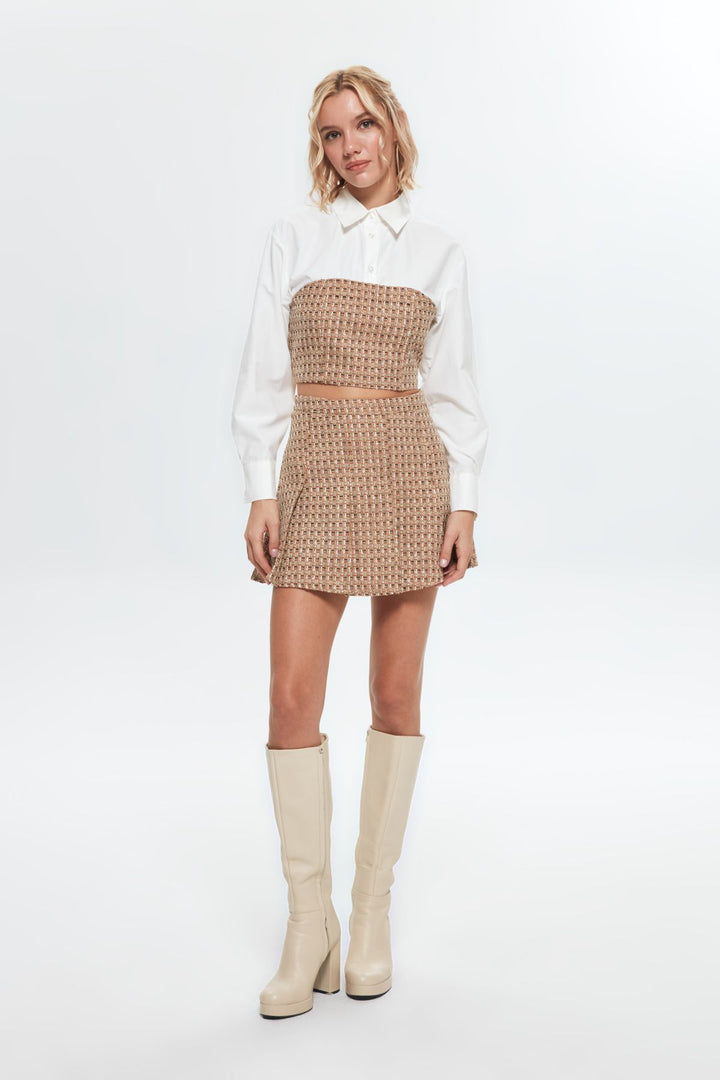 Tüvit Detaylı Gömlek Kahverengi