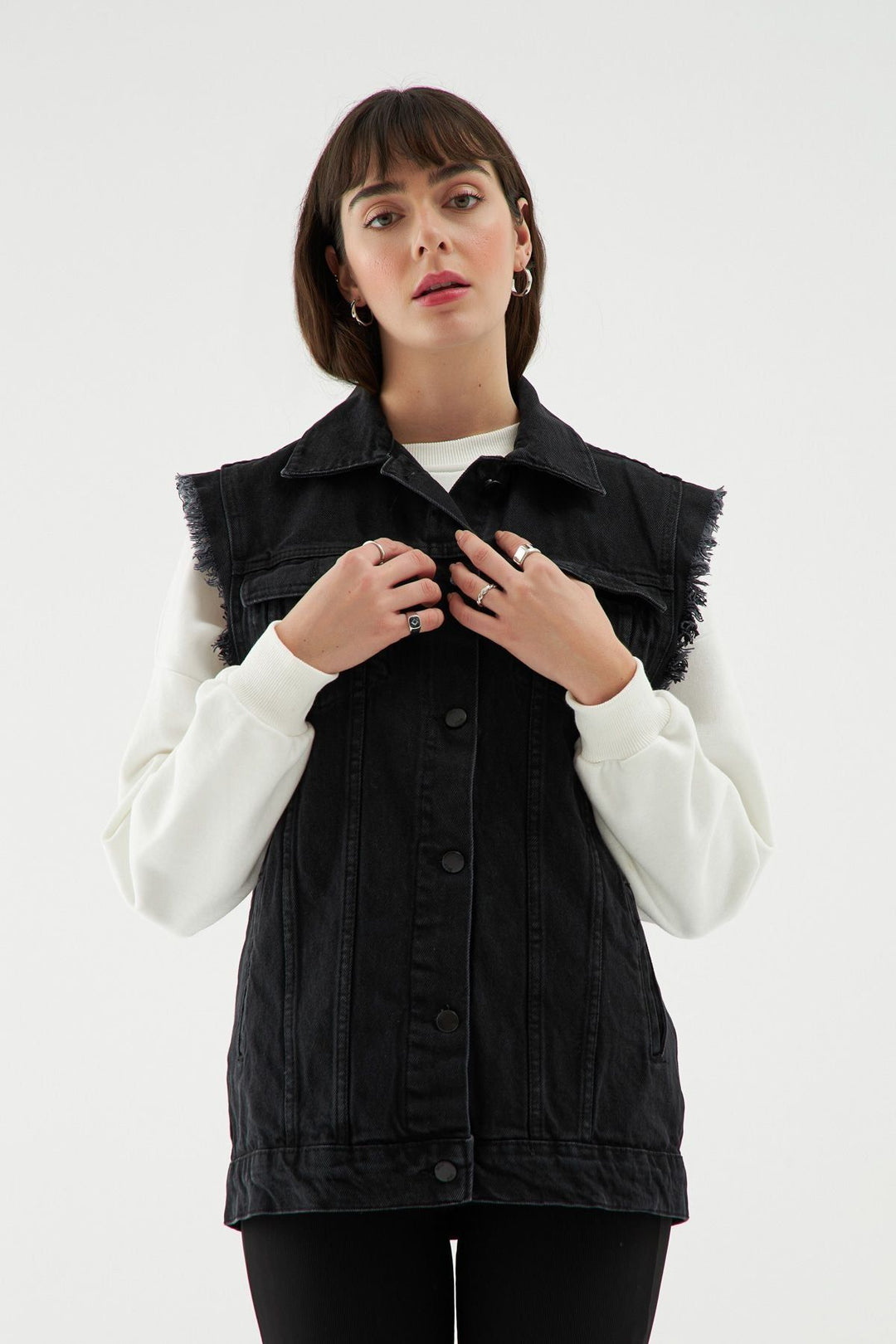 Denim Vest Jacket Anthracite