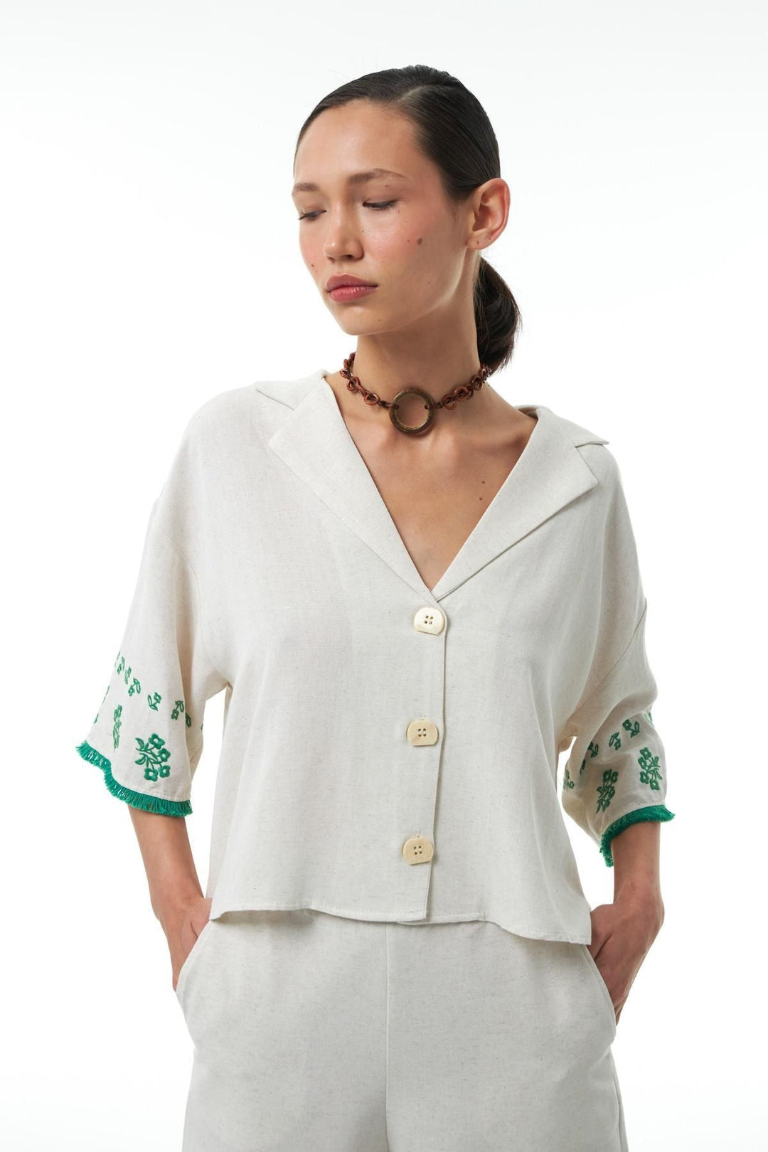Linen Crop Shirt Natural