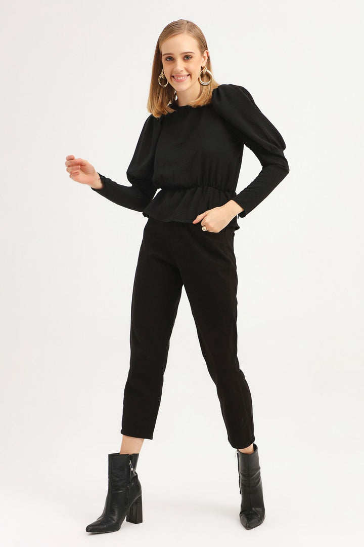 Balloon Sleeve Blouse Black