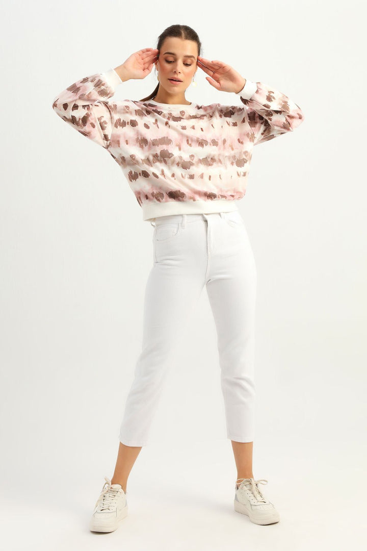 Patterned Oversize Sweatshirt Powder