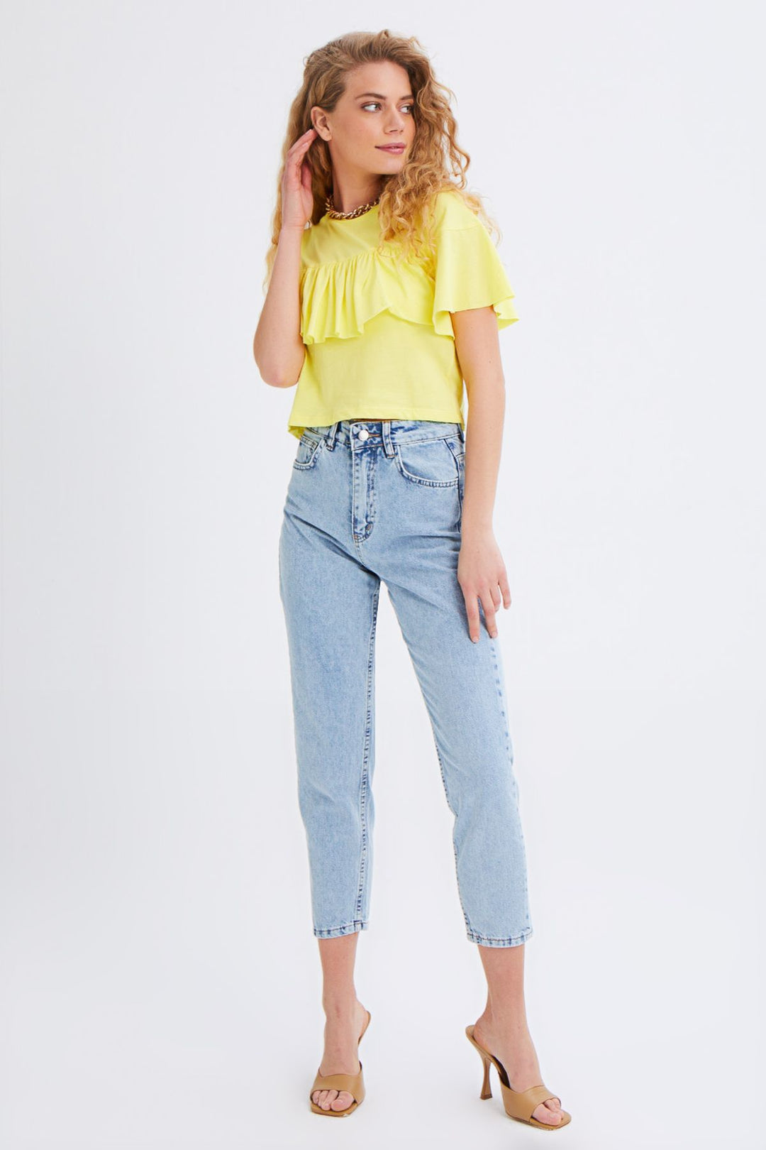 Ruffled Crop T-Shirt Yellow