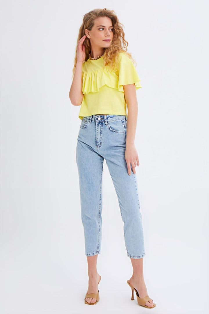 Ruffled Crop T-Shirt Yellow