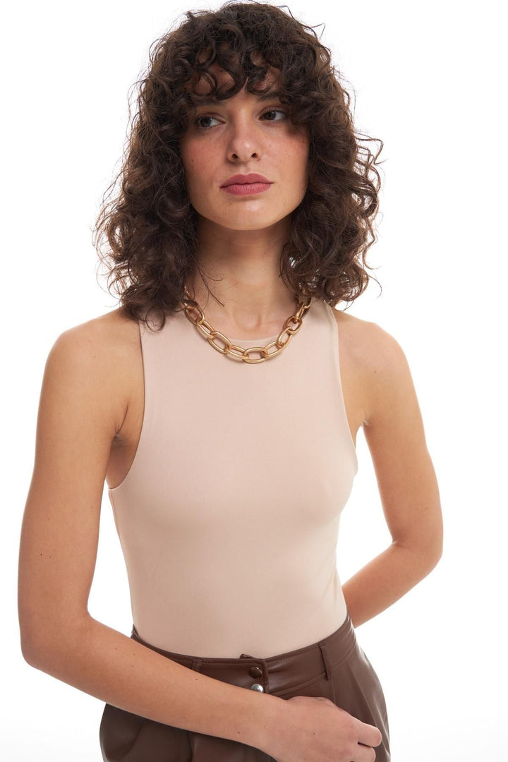 Halter Neck Bodysuit Beige