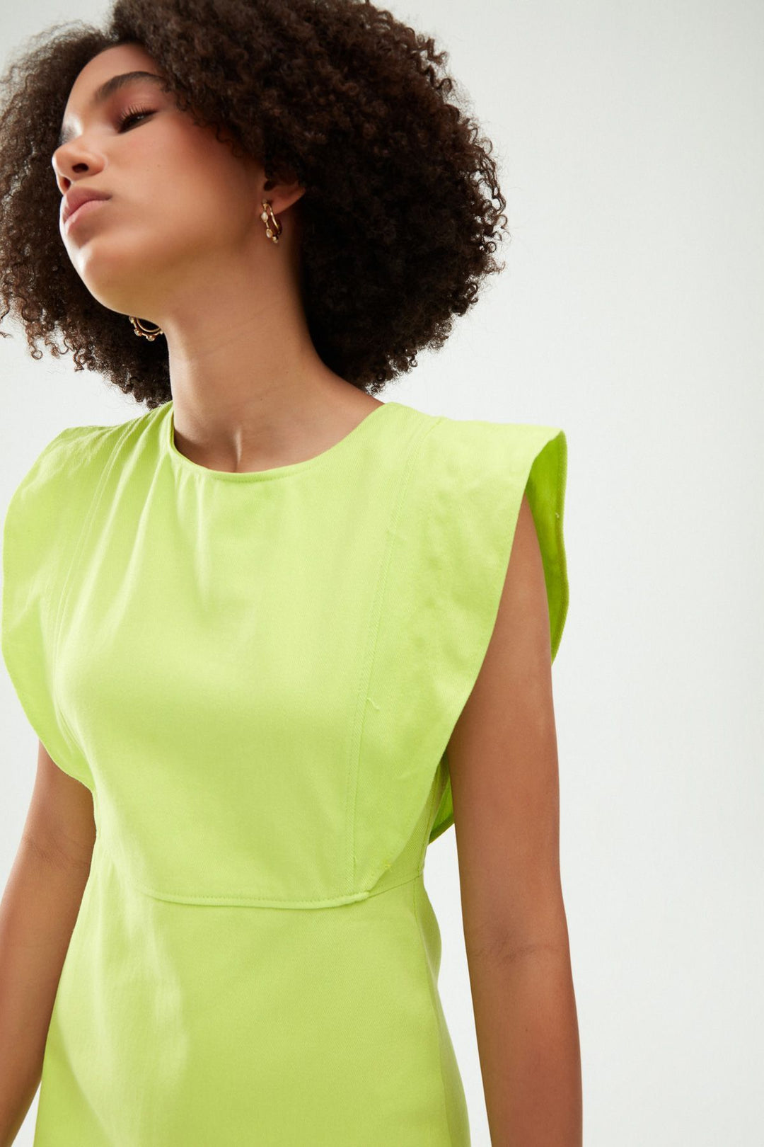 Ruffled Gabardine Dress Light Green