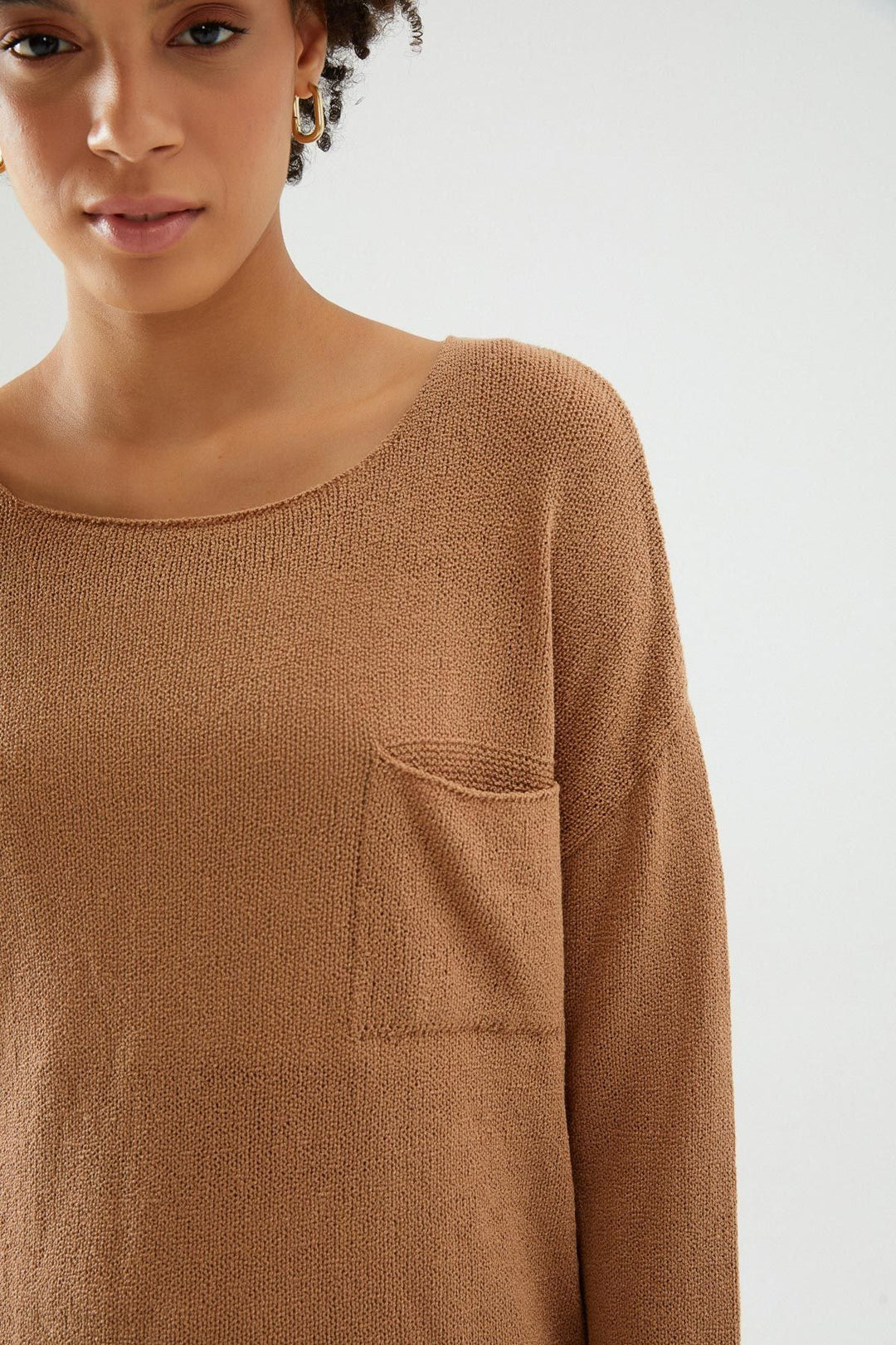 Pocket Detailed Knitwear Camel