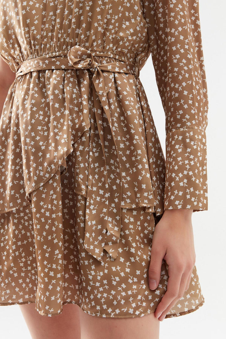 Tek Omuz Fırfırlı Mini Elbise Olive