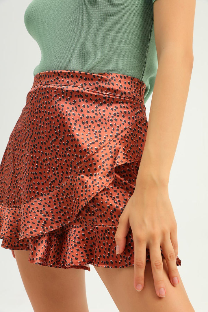 Patterned Flywheel Satin Skirt Shorts Tile