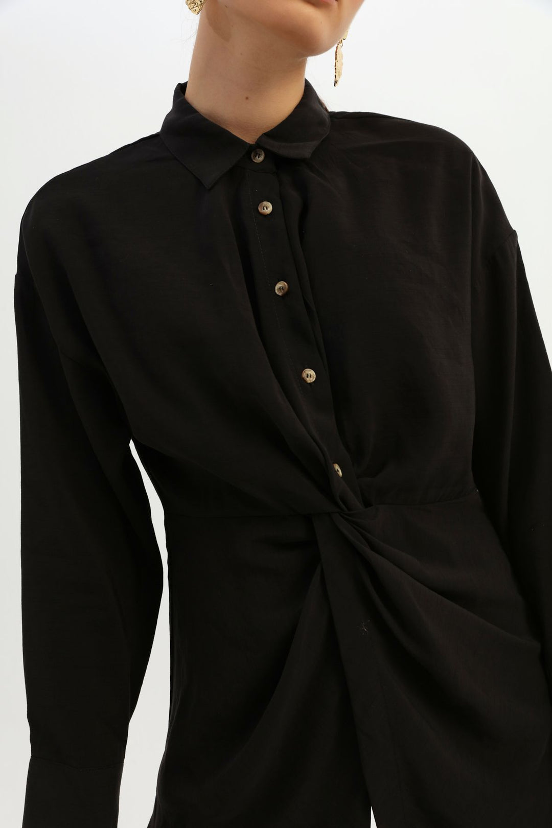 Pleated Waist Shirt Black