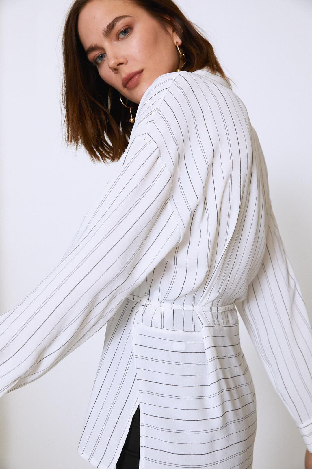 Tie Waist Long Shirt Ecru