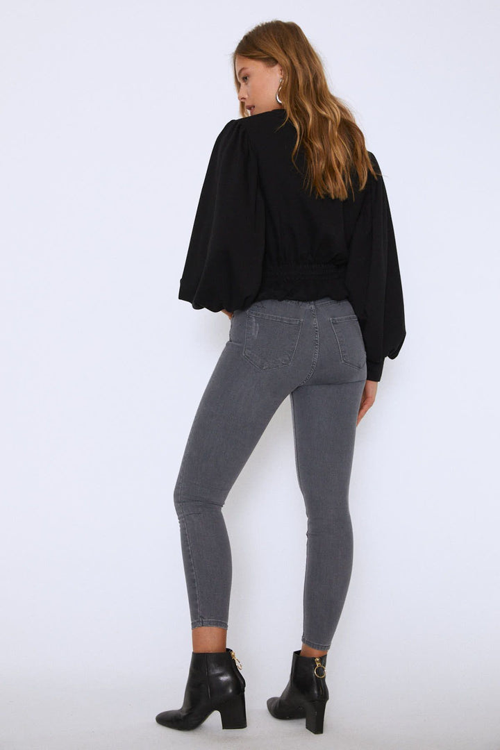 Yüksek Bel Skinny Pantolon Gri