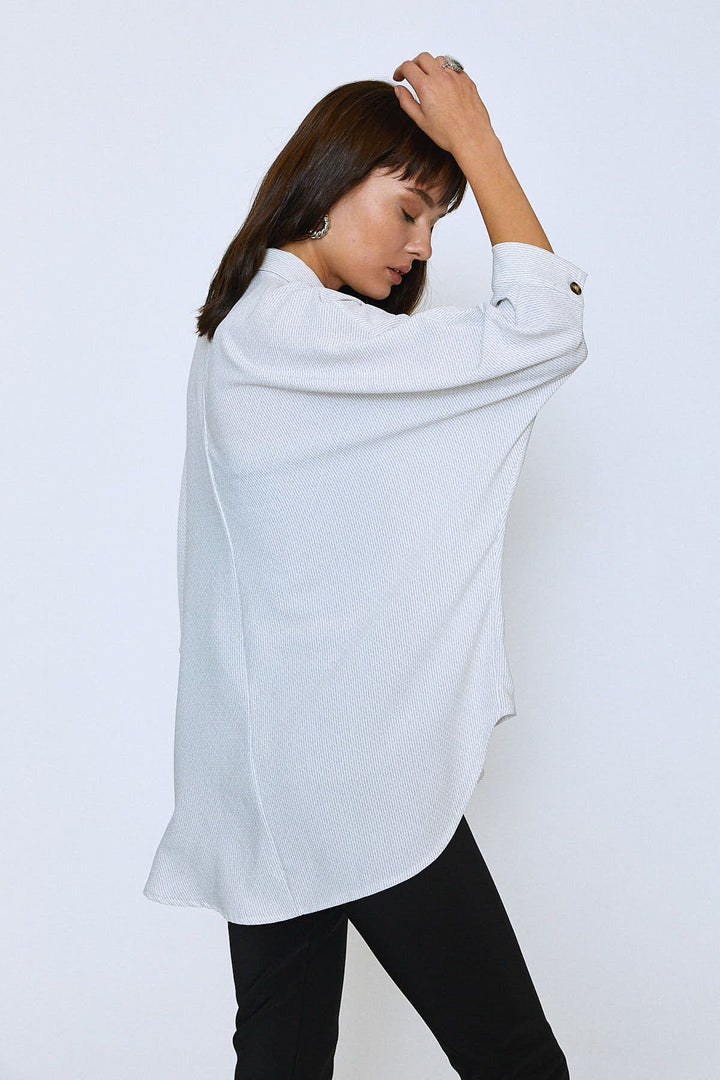 Striped Oversize Shirt Ecru