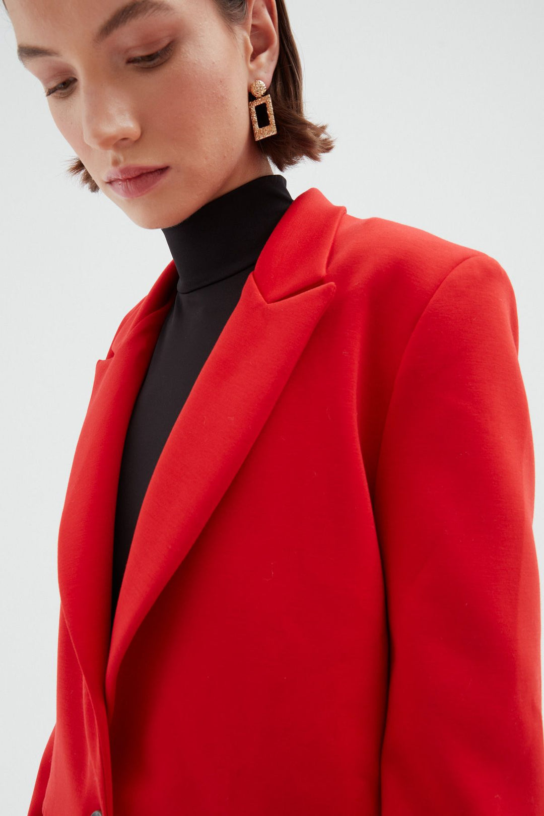 Tek Düğmeli Blazer Ceket Kırmızı
