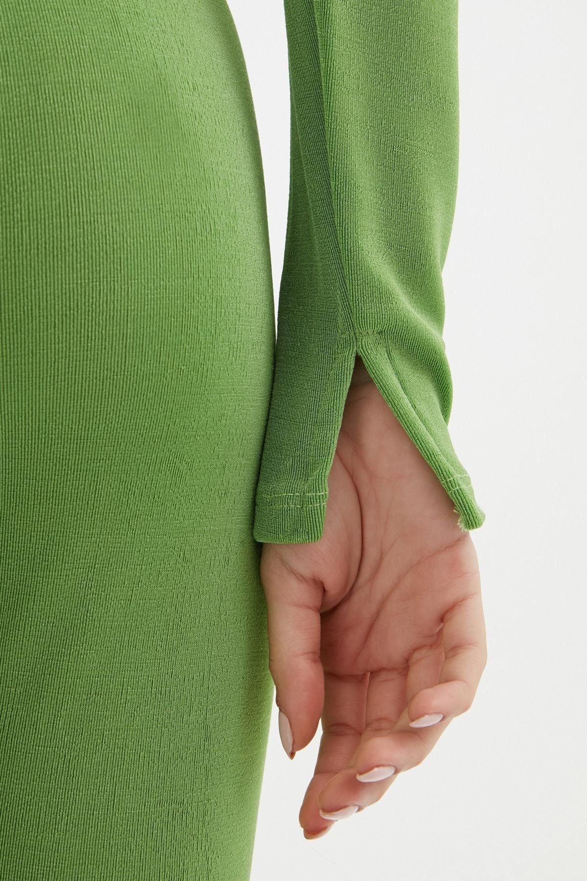 Düğüm Detaylı Crop Bluz Yeşil