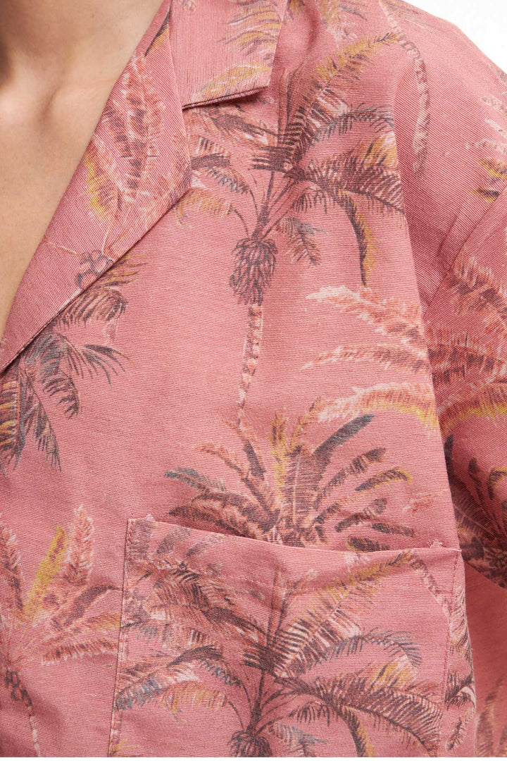 Patterned Short Sleeve Shirt Pink