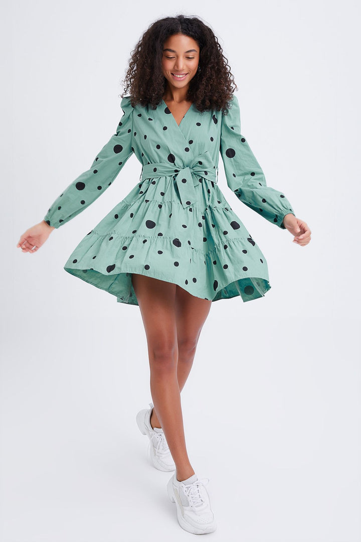 Belted Polka Dot Dress Mint