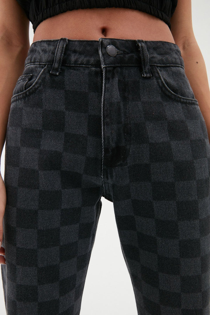 Checkered Jeans Anthracite