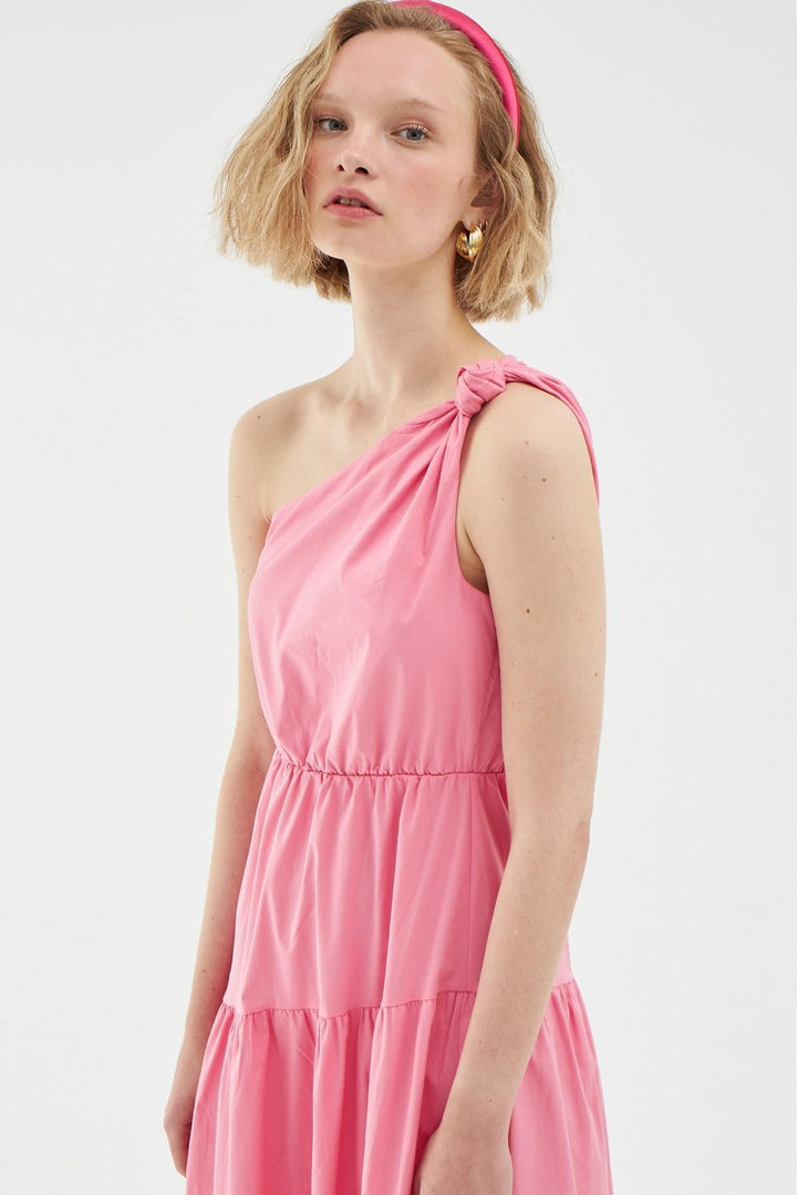 One Shoulder Long Dress Pink