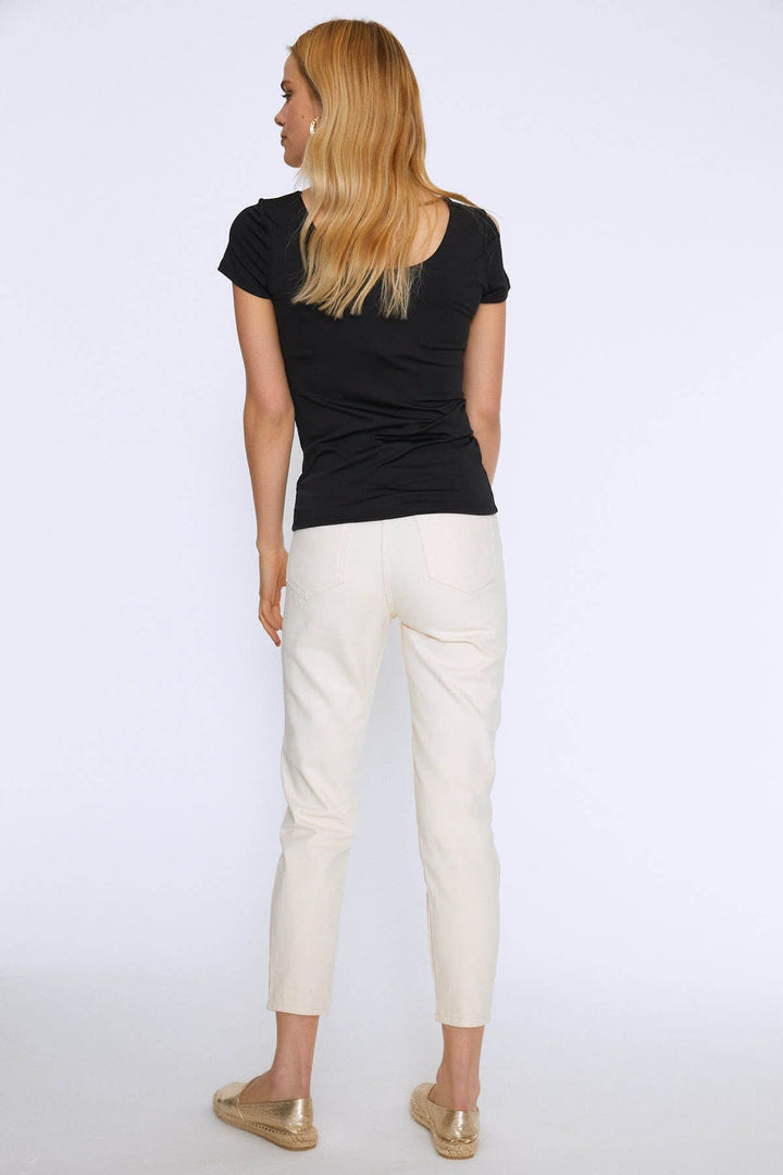 Short Sleeve Basic Blouse Black