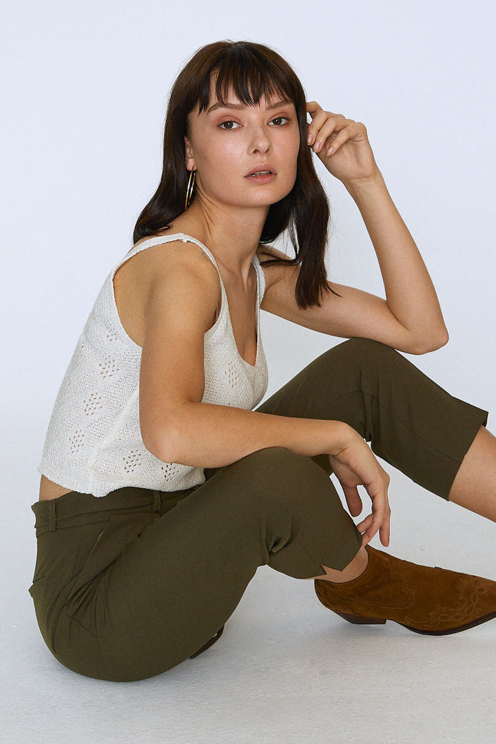 Waist Belted Trousers Khaki