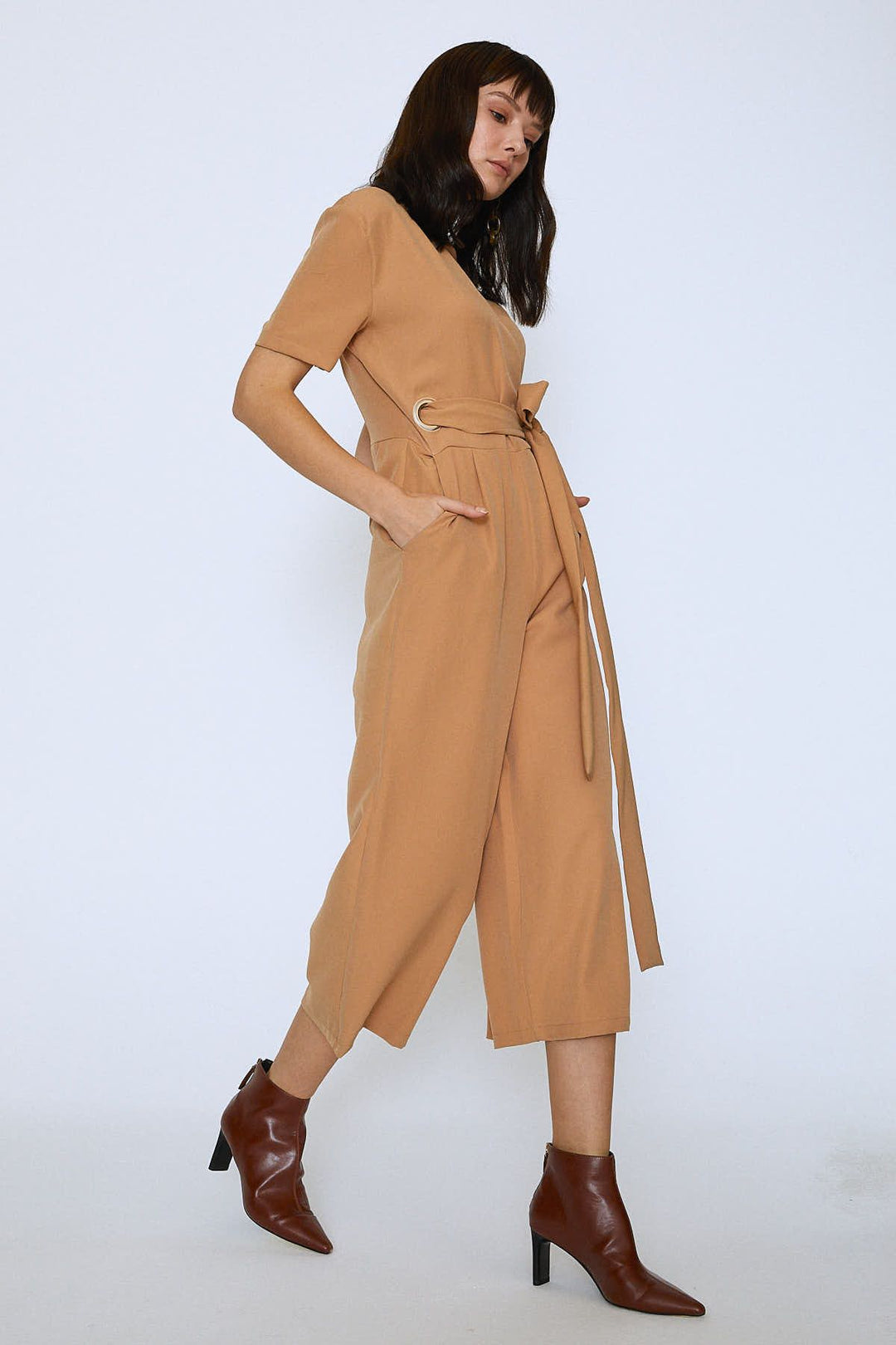 Beli Kemerli Kruvaze Tulum Camel