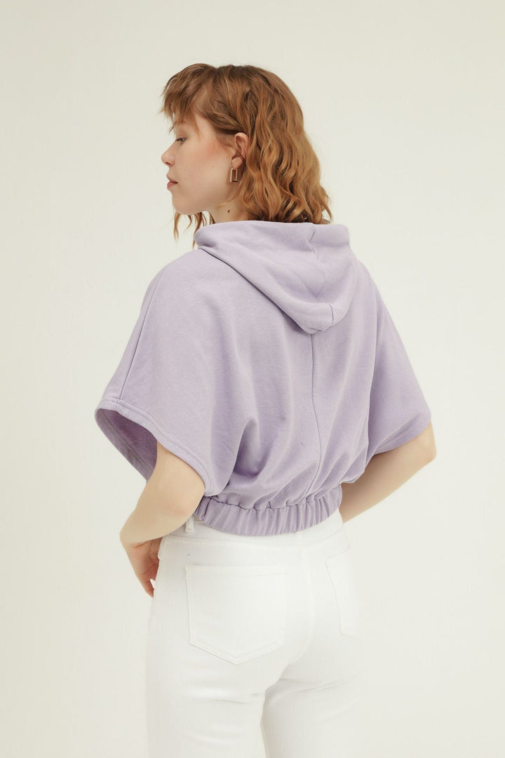 Bat Sleeve Hooded Sweatshirt Lilac
