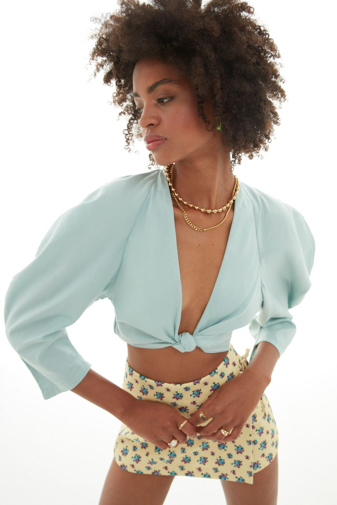 Knot Detailed Crop Blouse Mint