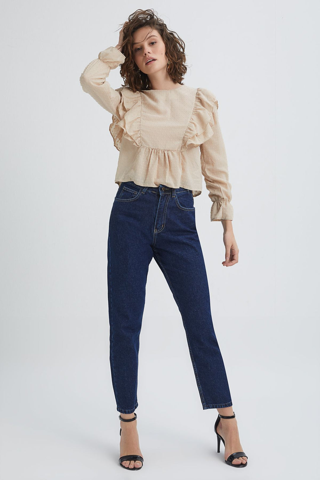 Fırfırlı Bluz Bej