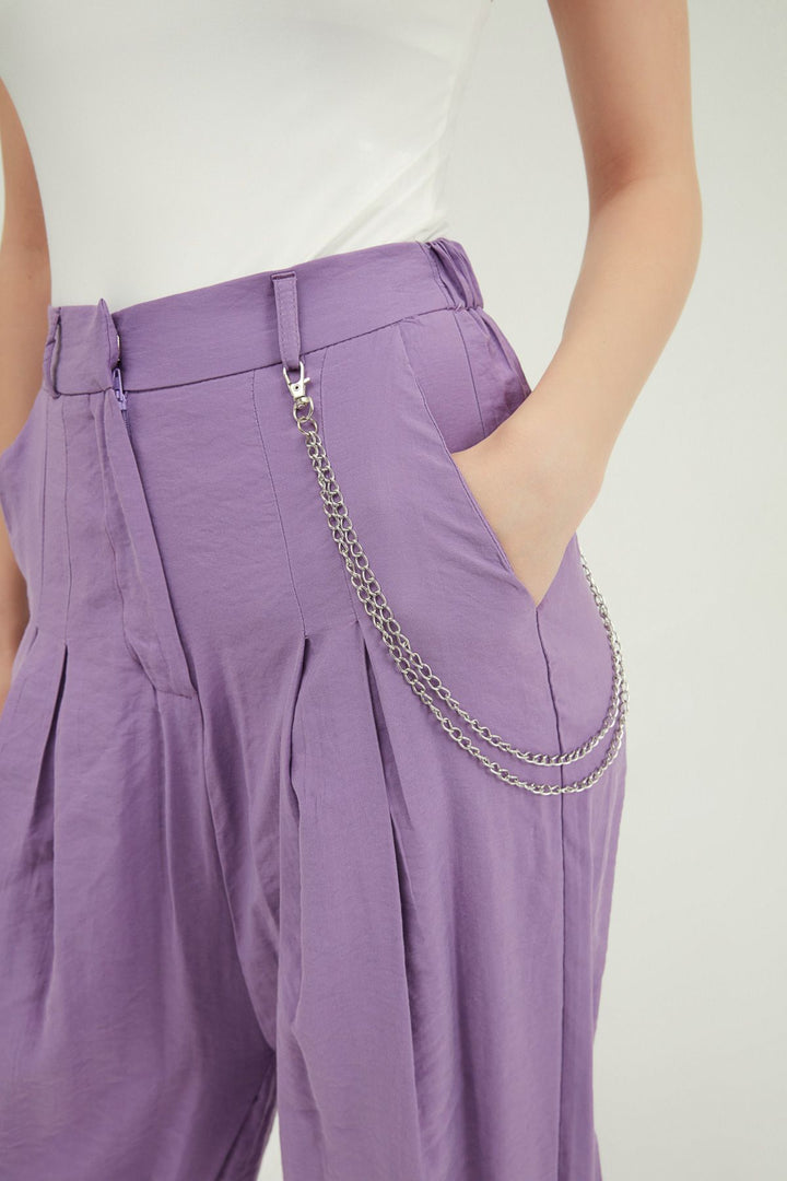 Chain Accessory Baggy Trousers Dark Lilac