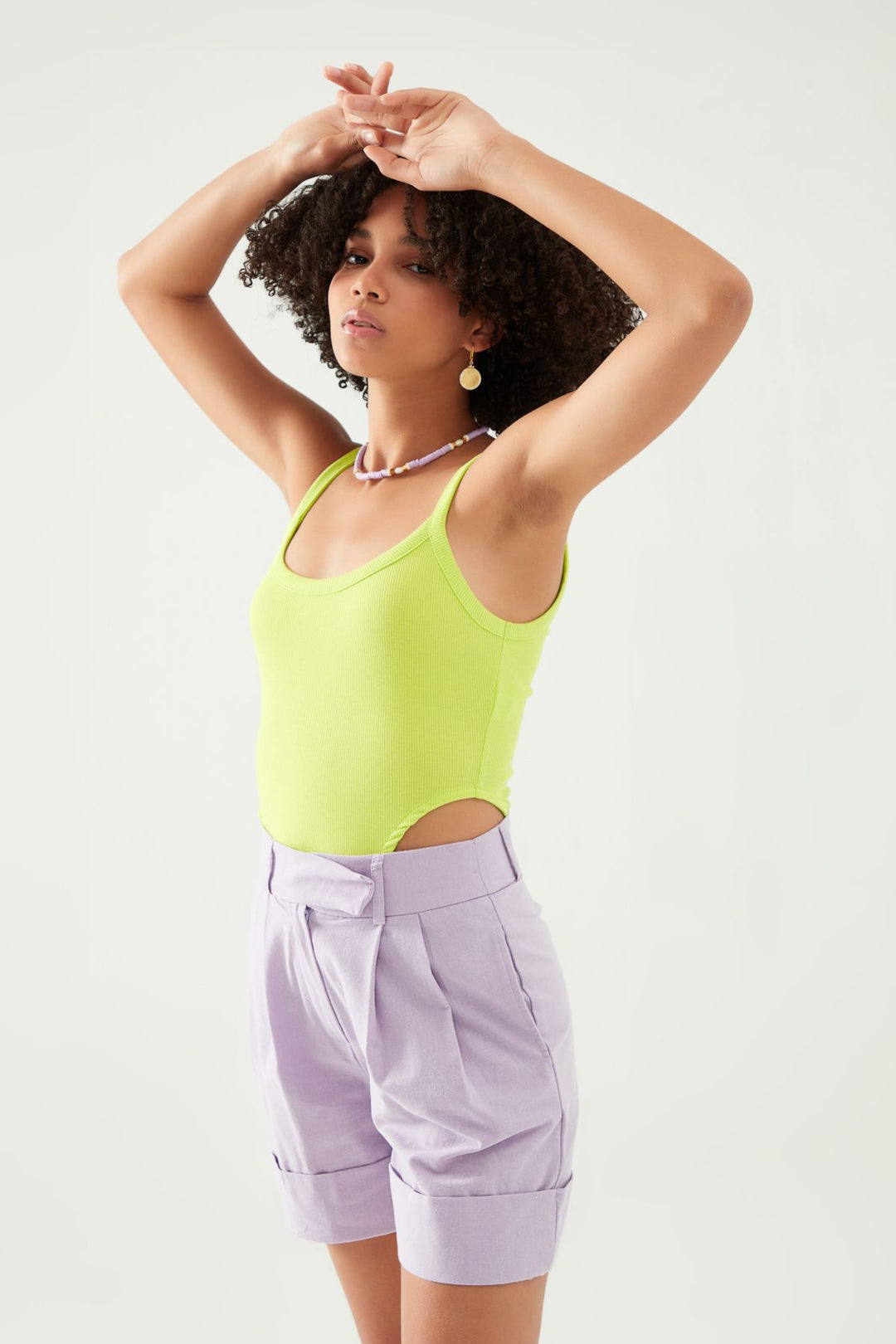 Strap Decollete Bodysuit Green