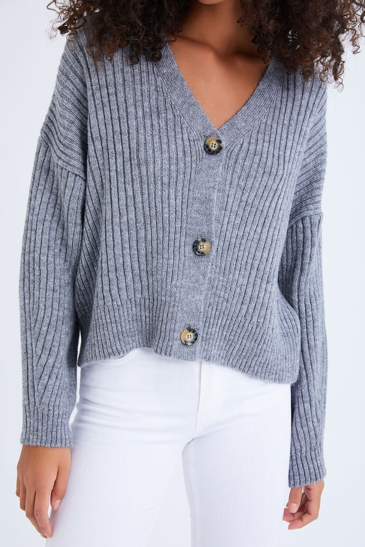 Buttoned Cardigan Gray