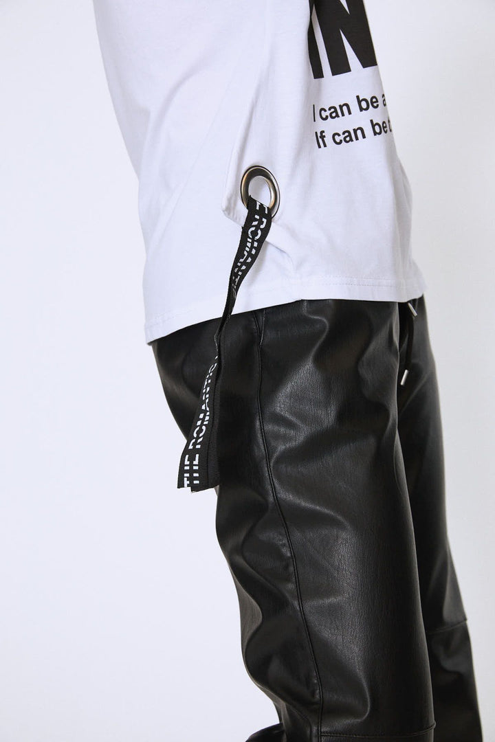 Bisiklet Yaka Baskılı Tişört Beyaz